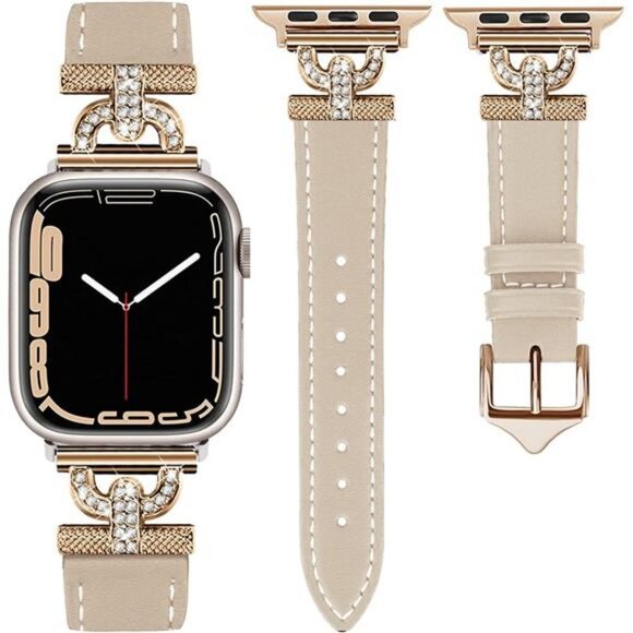 NEW Luxury Leather/Rose Gold Apple Watch Band